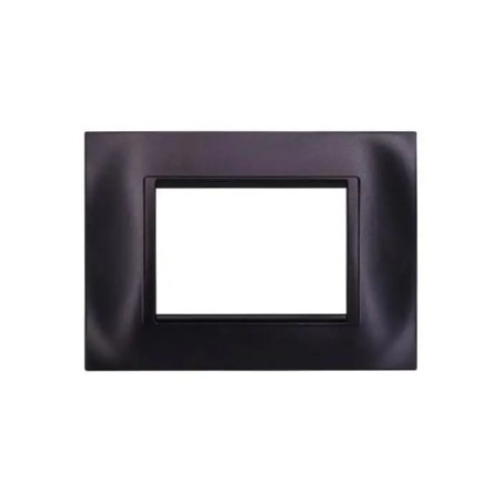Placca Bticino Compatibile Livinglight 3 Moduli Plastica Quadrata Nero