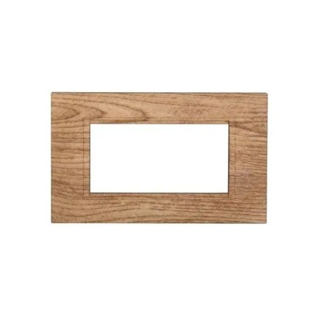 Placca Bticino Compatibile Livinglight 4 Moduli Plastica Quadrata Legno Chiaro
