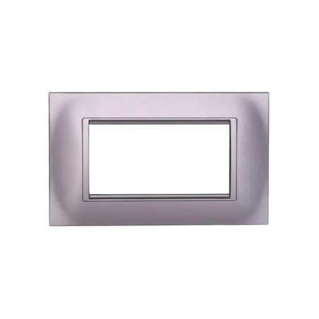 Placca Bticino Compatibile Livinglight 4 Moduli Plastica Quadrata Argento