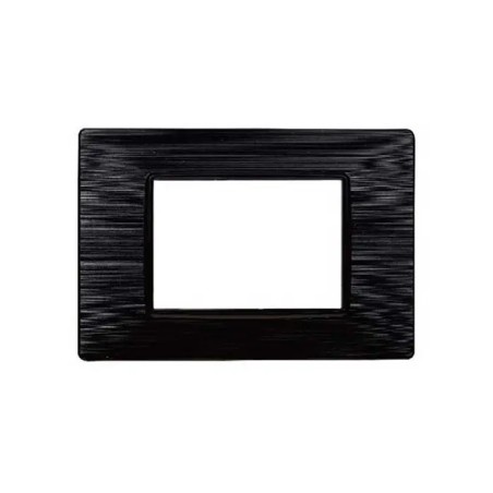 Placca Bticino Compatibile Livinglight 3 Moduli Plastica Nero Satinato