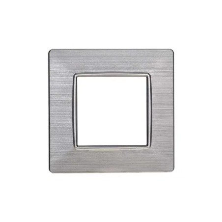 Placca Bticino Compatibile Livinglight 2 Moduli Plastica Argento Satinato