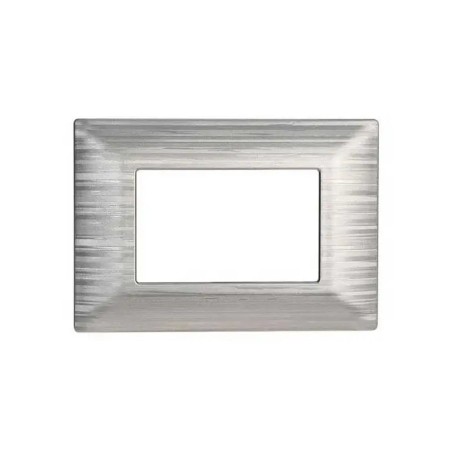 Placca Bticino Compatibile Livinglight 3 Moduli Plastica Argento Satinato