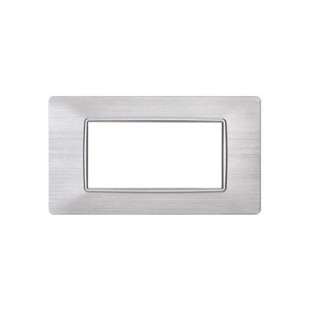 Placca Bticino Compatibile Livinglight 4 Moduli Plastica Argento Satinato