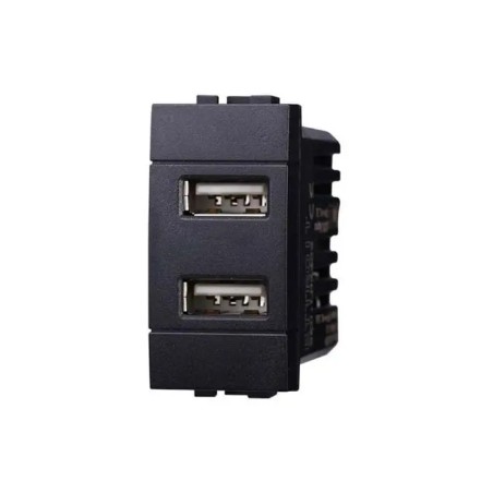 Presa Caricatore Doppia Usb Type A 5vdc 2.1a Bticino Compatibile Nero