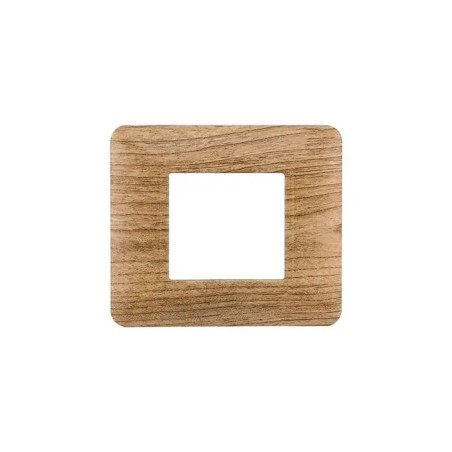 Placca 2 Moduli Bticino Matix Compatibile Plastica Legno Scuro