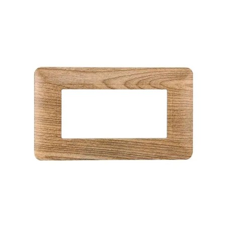 Placca 4 Moduli Bticino Matix Compatibile Plastica Legno Scuro