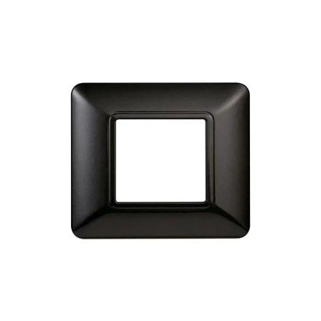 Placca 2 Moduli Bticino Matix Compatibile Plastica Acciaio Scuro