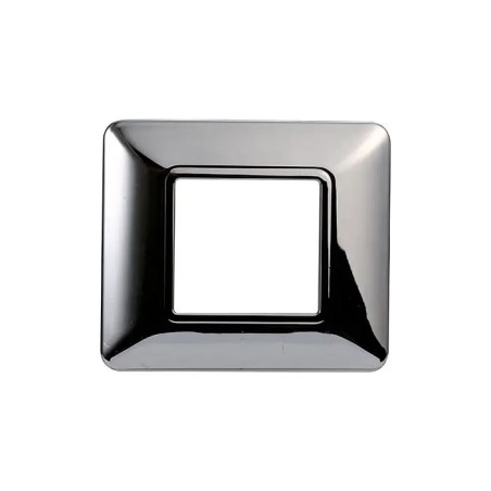 Placca 2 Moduli Bticino Matix Compatibile Plastica Cromato Lucido