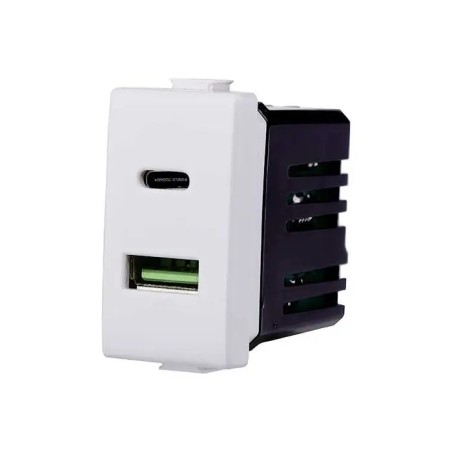 Presa Caricatore Doppia Usb 2in1 Type-a + Type-c 5vdc 3.1a Bticino Matix Compatibile Bianco