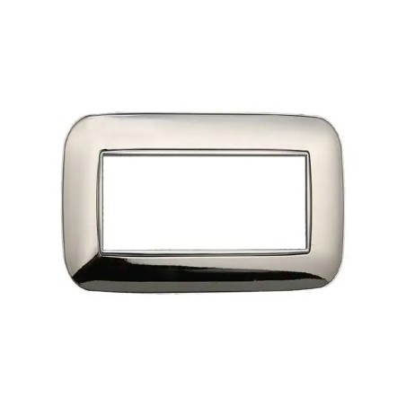 Placca 4 Moduli Bticino Axolute Compatibile Plastica Cromato Lucido Serie Moon