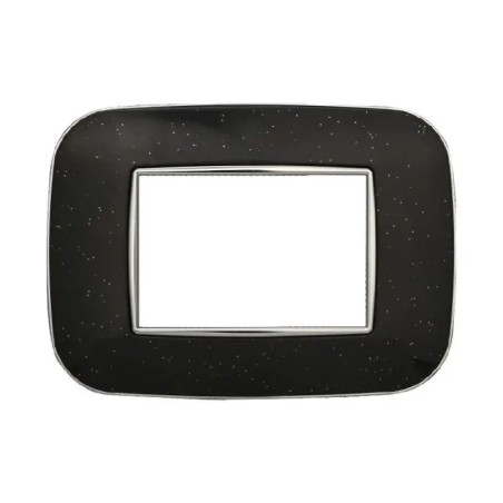 Placca 3 Moduli Bticino Axolute Compatibile Plastica Nero Brillante Serie Moon
