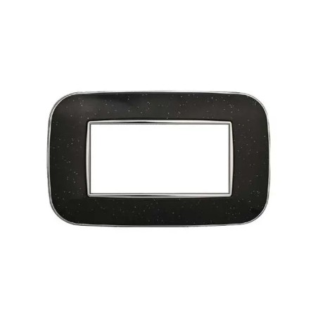 Placca 4 Moduli Bticino Axolute Compatibile Plastica Nero Brillante Serie Moon