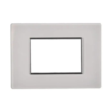 Placca 3 Moduli Bticino Axolute Compatibile Vetro Bianco Serie Moon
