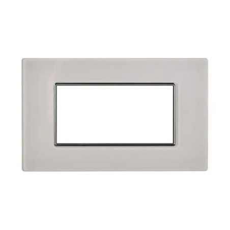 Placca 4 Moduli Bticino Axolute Compatibile Vetro Bianco Serie Moon