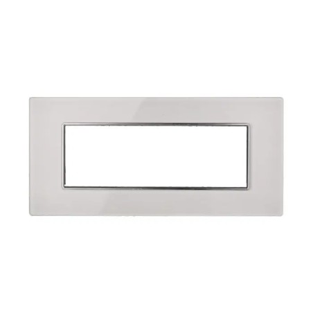 Placca 6 Moduli Bticino Axolute Compatibile Vetro Bianco Serie Moon
