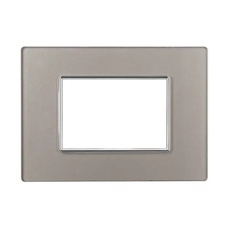 Placca 3 Moduli Bticino Axolute Compatibile Vetro Argento Serie Moon