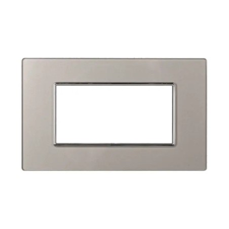 Placca 4 Moduli Bticino Axolute Compatibile Vetro Argento Serie Moon