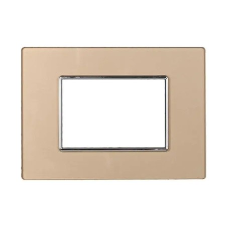 Placca 3 Moduli Bticino Axolute Compatibile Vetro Oro Serie Moon
