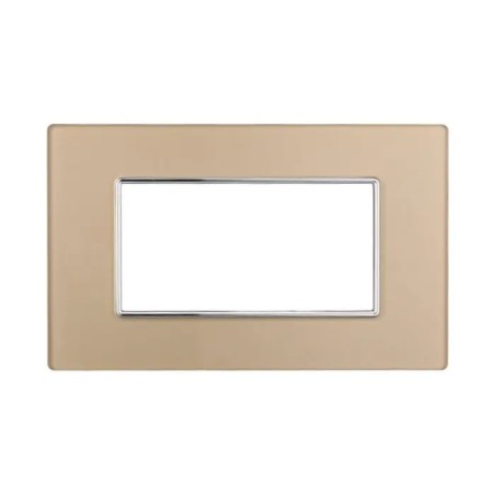 Placca 4 Moduli Bticino Axolute Compatibile Vetro Oro Serie Moon