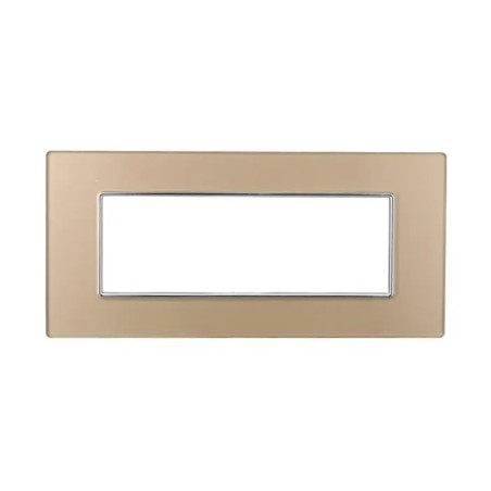 Placca 6 Moduli Bticino Axolute Compatibile Vetro Oro Serie Moon