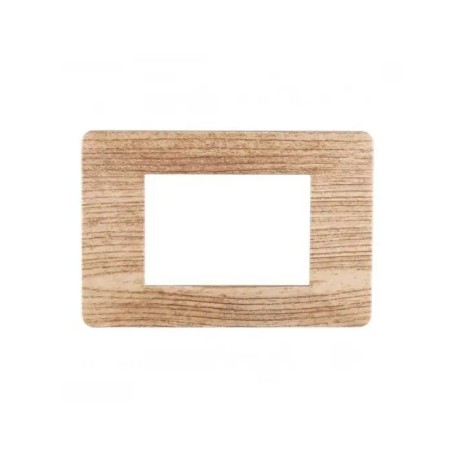 Placca 3 Moduli Vimar Plana Compatibile Plastica Legno Chiaro