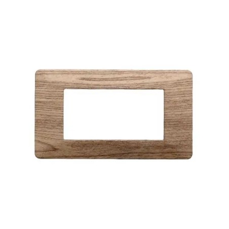 Placca 4 Moduli Vimar Plana Compatibile Plastica Legno Chiaro