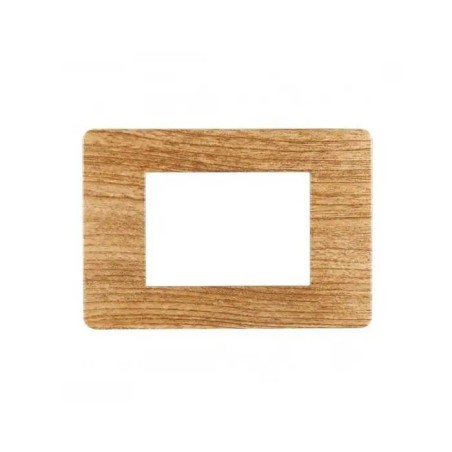 Placca 3 Moduli Vimar Plana Compatibile Plastica Legno Scuro