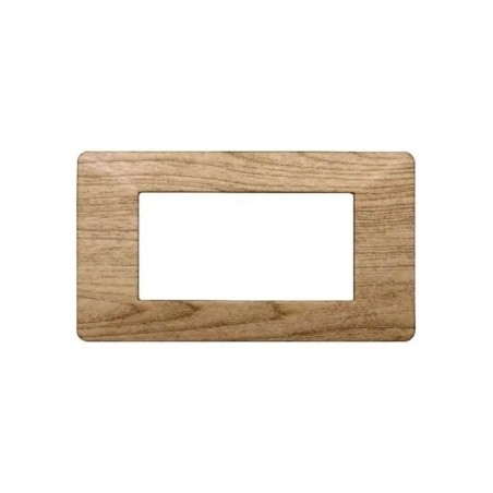 Placca 4 Moduli Vimar Plana Compatibile Plastica Legno Scuro
