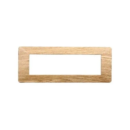 Placca 7 Moduli Vimar Plana Compatibile Plastica Legno Scuro