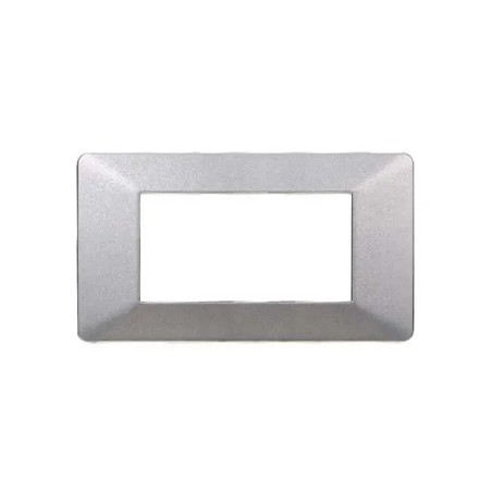 Placca 4 Moduli Vimar Plana Compatibile Plastica Argento