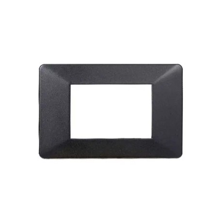 Placca 3 Moduli Vimar Plana Compatibile Plastica Acciaio Scuro