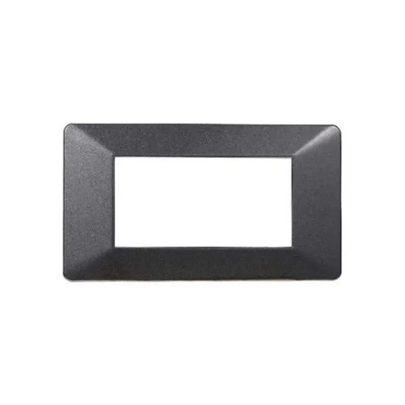 Placca 4 Moduli Vimar Plana Compatibile Plastica Acciaio Scuro