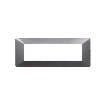 Placca 7 Moduli Vimar Plana Compatibile Plastica Acciaio Scuro