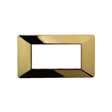 Placca 4 Moduli Vimar Plana Compatibile Plastica Oro Lucido