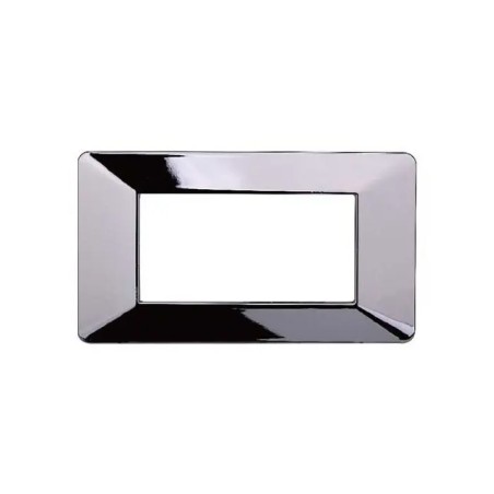 Placca 4 Moduli Vimar Plana Compatibile Plastica Cromato Lucido