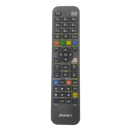 Telecomando programmabile a 3 banchi di memoria per TV, DTT, VCR o DVD