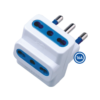 Adattatore Triplo 3 Prese Bipasso P11/17 10/16A 2P+T Con...