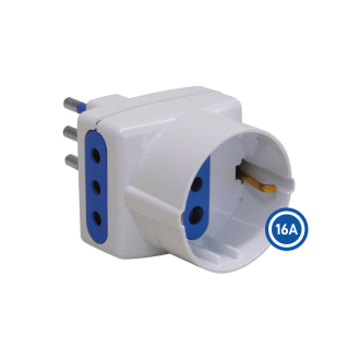 Adattatore Triplo 1 Presa Universale P40 Bipasso/ Schuko...