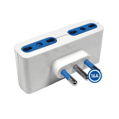 Adattatore Quadruplo 4 Prese Bipasso 10/16A 2P+T Spina S17 16A 2P+T