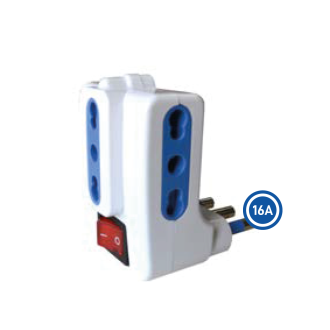 Adattatore Triplo 3 Prese Bipasso 10/16A 2P+T Spina S17...