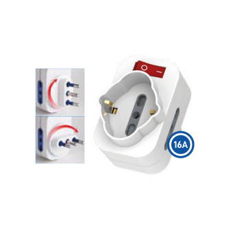 Adattatore Rotante 1 Presa Universale P40 Bipasso -schuko...