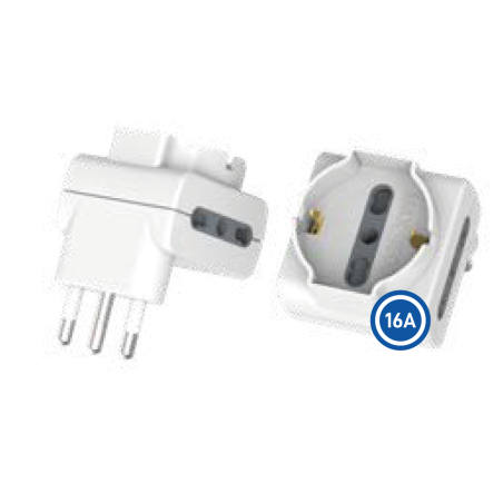 Adattatore Salvaspazio 2 Prese Bipasso 10/16A 2P + T + 1 Presa Universale P40 Bipasso-schuko 10/16A 2P+T Con Spina S17 16A 2P+T