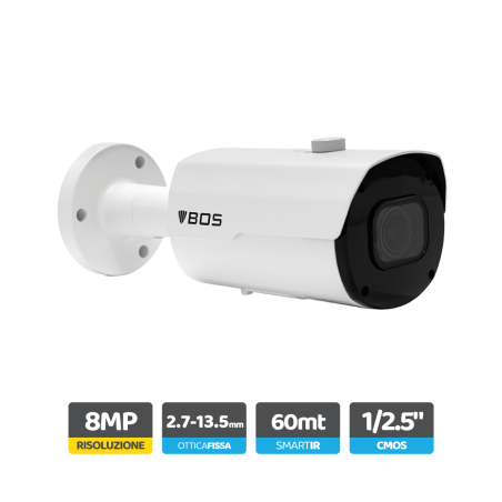 Telecamera Bullet IP, 4K, Autofocus 2.7 -13.5 mm, analisi video