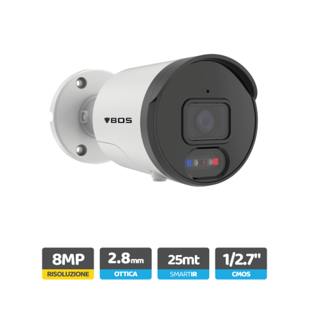 Telecamera Bullet IP, 4K, full color/day&night, deterrance