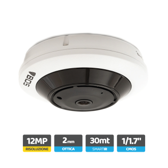 Telecamera Fisheye IP, 12 MP, Visione panoramica 360°