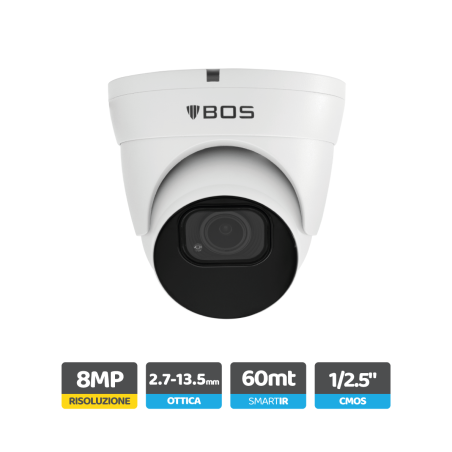 Telecamera Dome IP, 4K, Autofocus 2.7-13.5mm, Analisi video