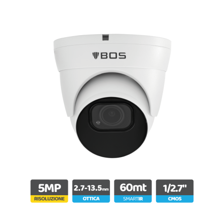 Telecamera Dome IP, 5MP, Autofocus 2.7-13.5mm, Analisi video