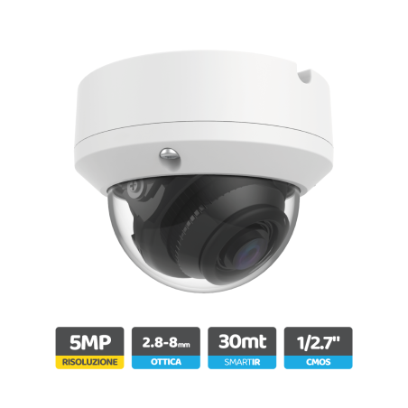 Telecamera Dome IP, 5MP, Autofocus 2.8-8mm, Analisi video