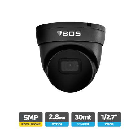 Telecamera Dome IP, 5MP, ottica 2.8mm, Analisi video