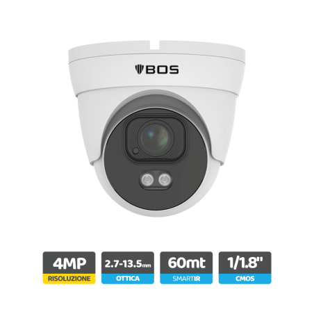 Telecamera Dome IP, 4MP, Autofocus 2.7 -13.5 mm, analisi video